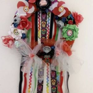 Day of the Dead Wreath / 18 x 30 inch/ OOAK